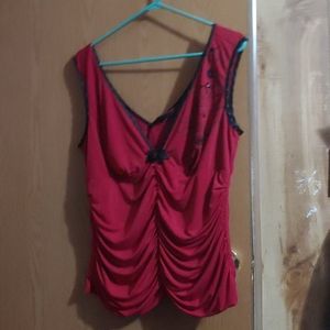 Vintage Torrid Deep V Rouched Top